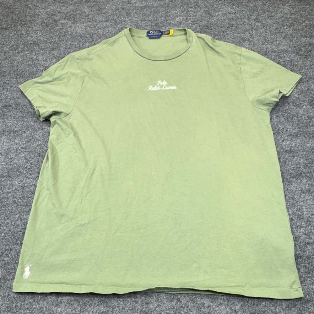 Polo Ralph Lauren Shirt Mens XL Green Script Logo Short Sleeve Pony Preppy